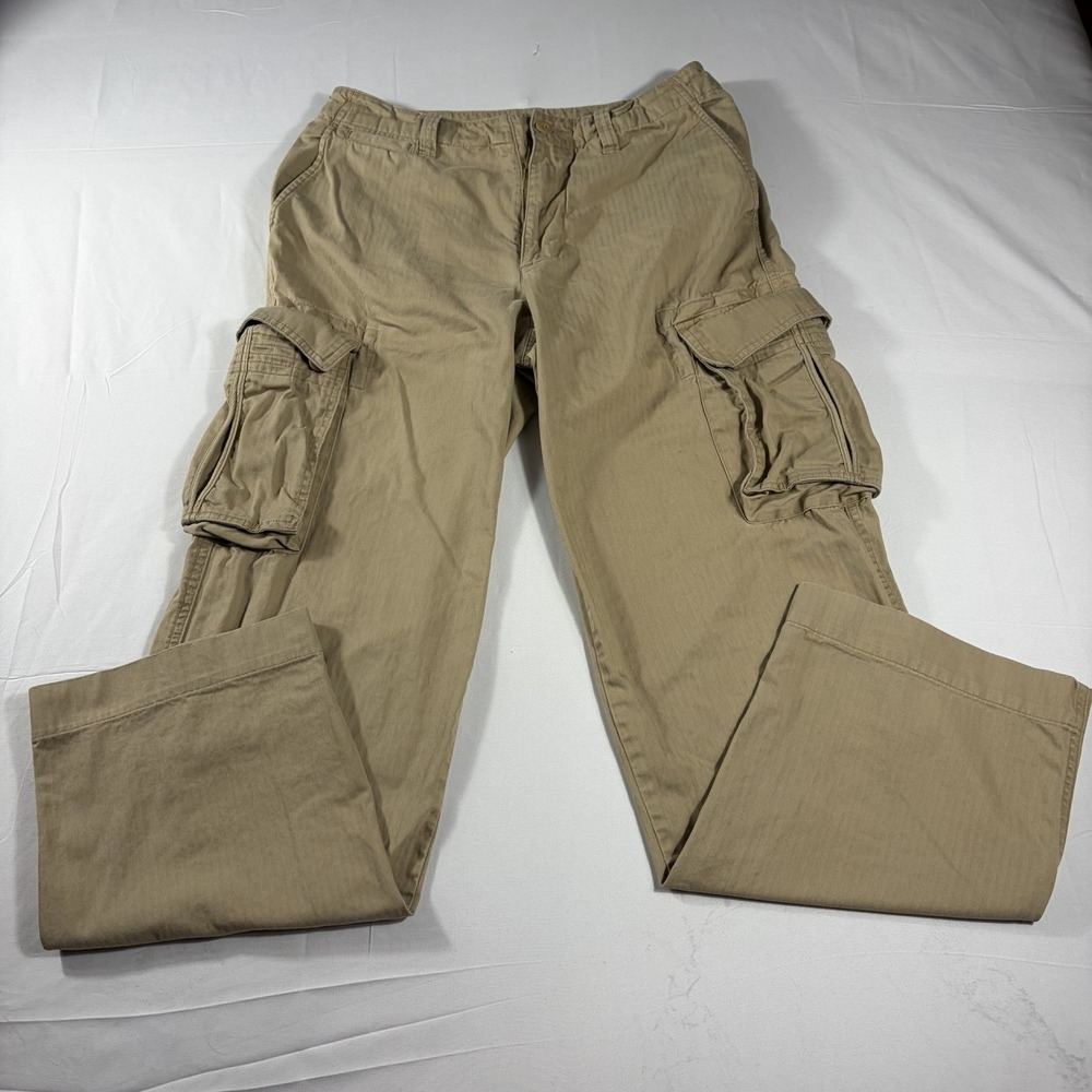 Club Room Cargo Pants Mens 30x32 Khaki Tan‎ 100% Cotton Utility Relaxed Casual